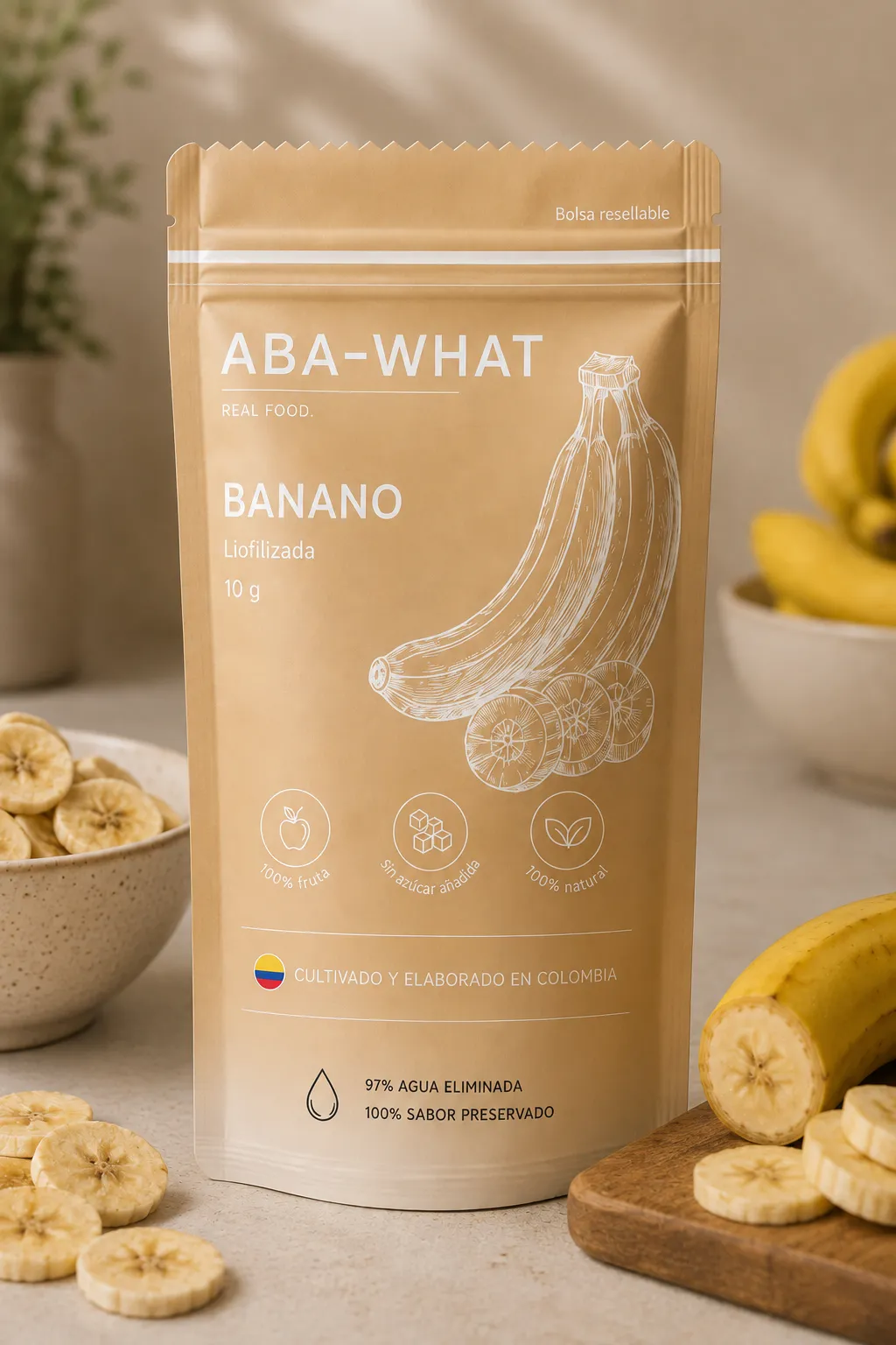 Aba-what Banano liofilizado